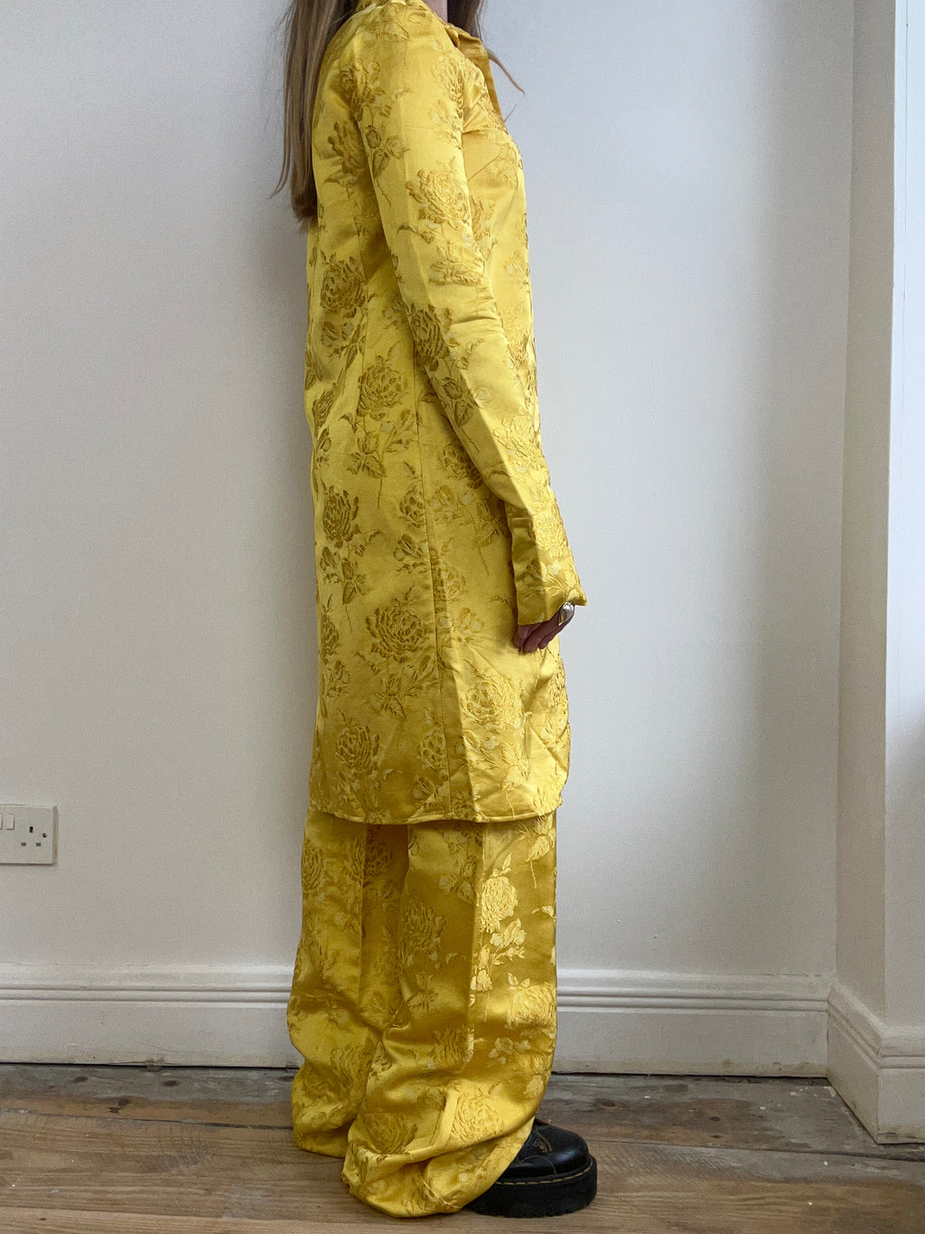 Yellow Hand Made Suit Size 8 Pants Size 10 Coat