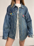 80's Embellished Painted Denim Jacket size Xl