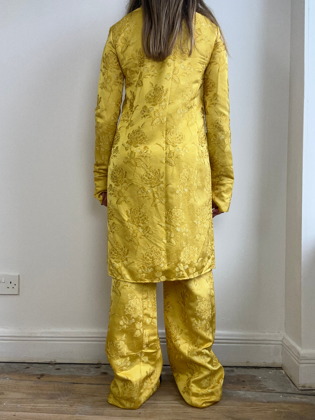 Yellow Hand Made Suit Size 8 Pants Size 10 Coat