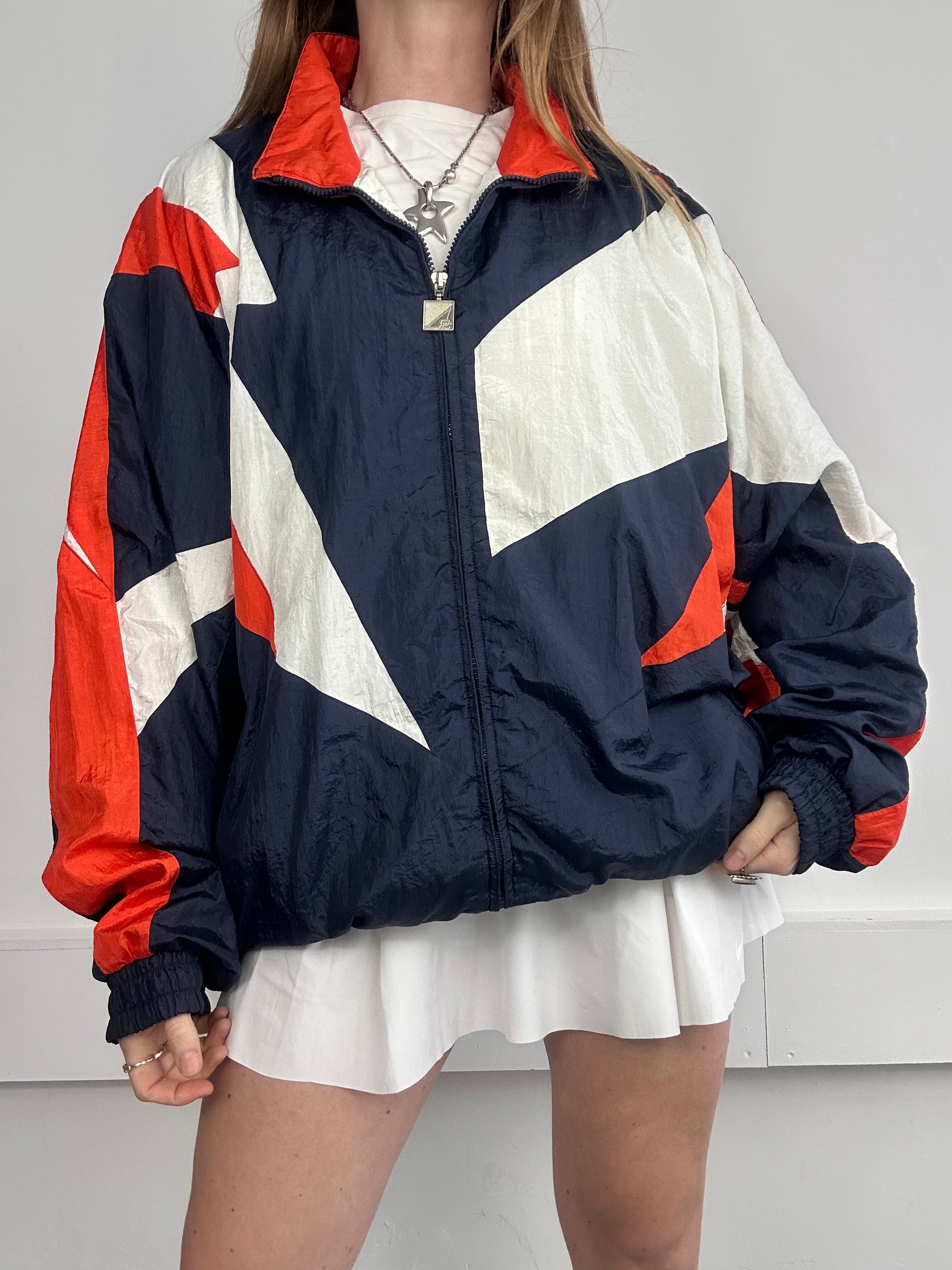 80's Navy And Orange Shell Jacket Size Xl